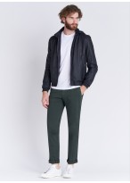 Blouson à capuche en cuir Emmanuelle Khanh 88 - Bleu marine