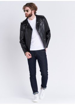 Perfecto en cuir Emmanuelle Khanh 01 - Noir