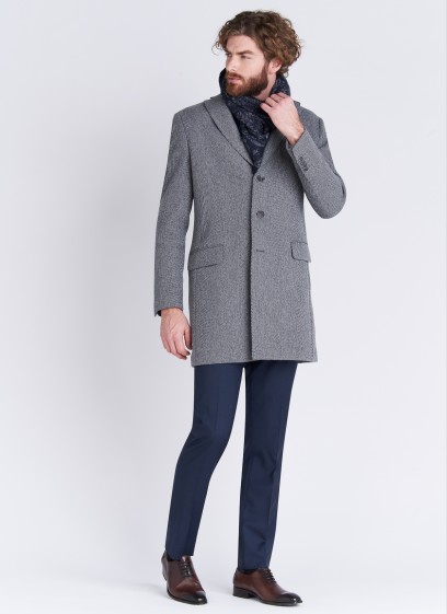 Manteau revers cranté Emmanuelle Khanh 22 - Gris moyen