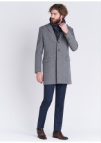 Manteau revers cranté Emmanuelle Khanh 22 - Gris moyen