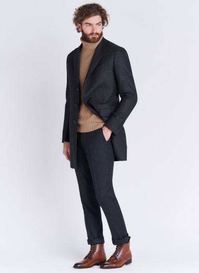 Manteau revers cranté Emmanuelle Khanh 24 - Gris anthracite
