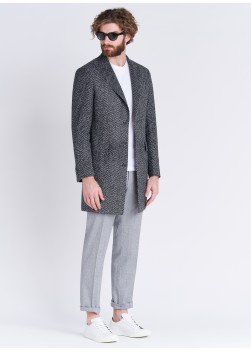 Manteau chevron à col pointe Emmanuelle Khanh 23 - Gris foncé