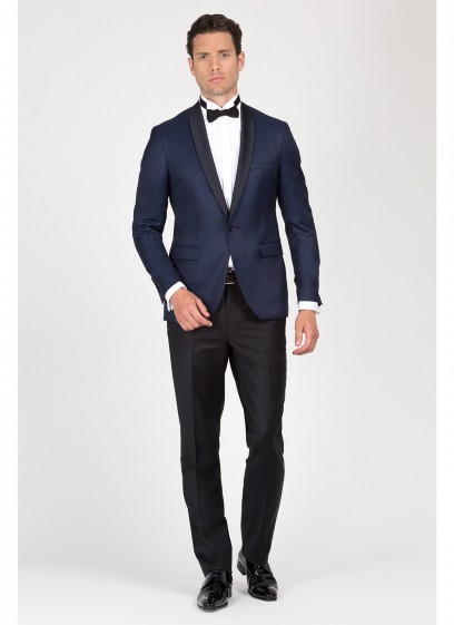 Veste de smoking slim Emmanuelle Khanh-Bleu roi - 10072-7